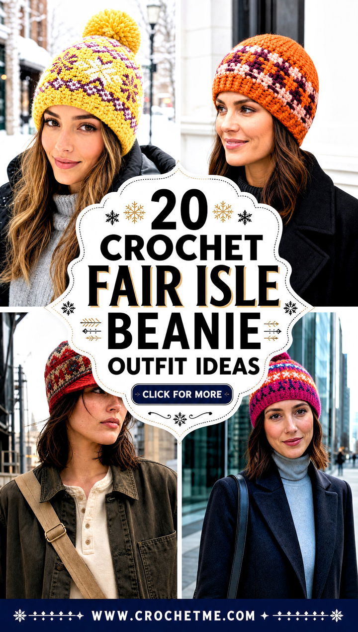 20 Crochet Fair Isle Beanie outfit ideas - 20 Crochet Fair Isle Beanie outfit ideas
