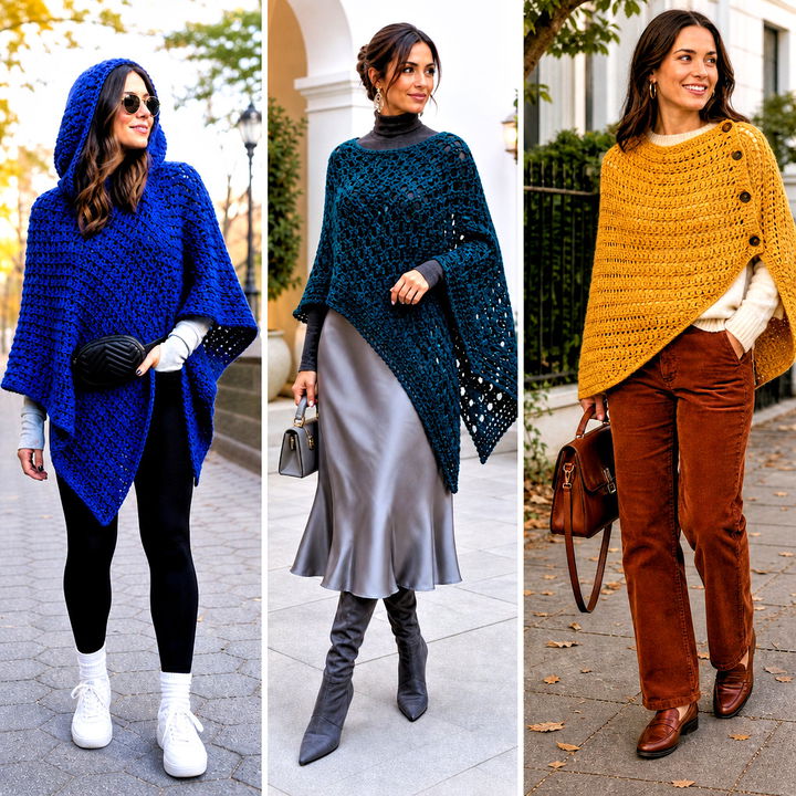20 Crochet Fall Poncho Outfit Ideas for Cozy Layered Looks