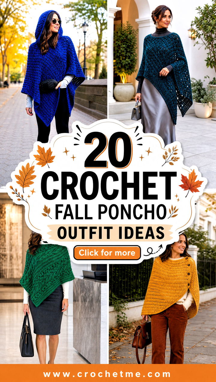 20 Crochet Fall Poncho outfit ideas - 20 Crochet Fall Poncho outfit ideas