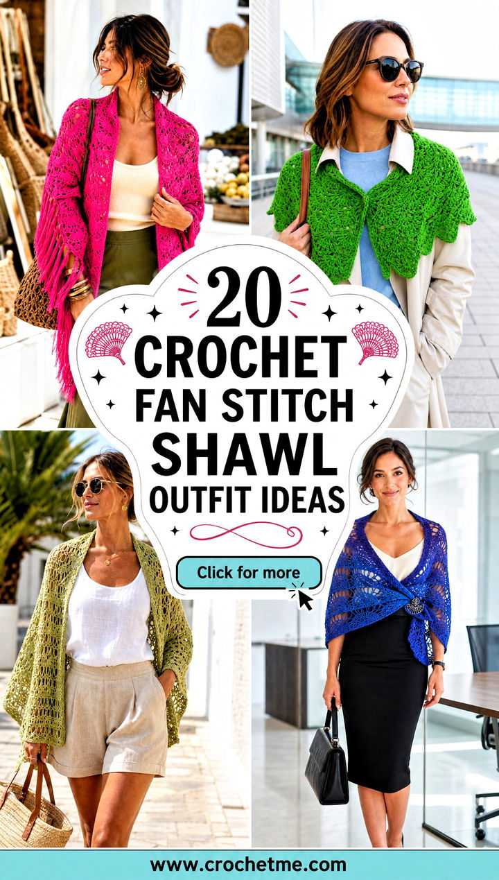 20 Crochet Fan Stitch Shawl outfit ideas - 20 Crochet Fan Stitch Shawl outfit ideas