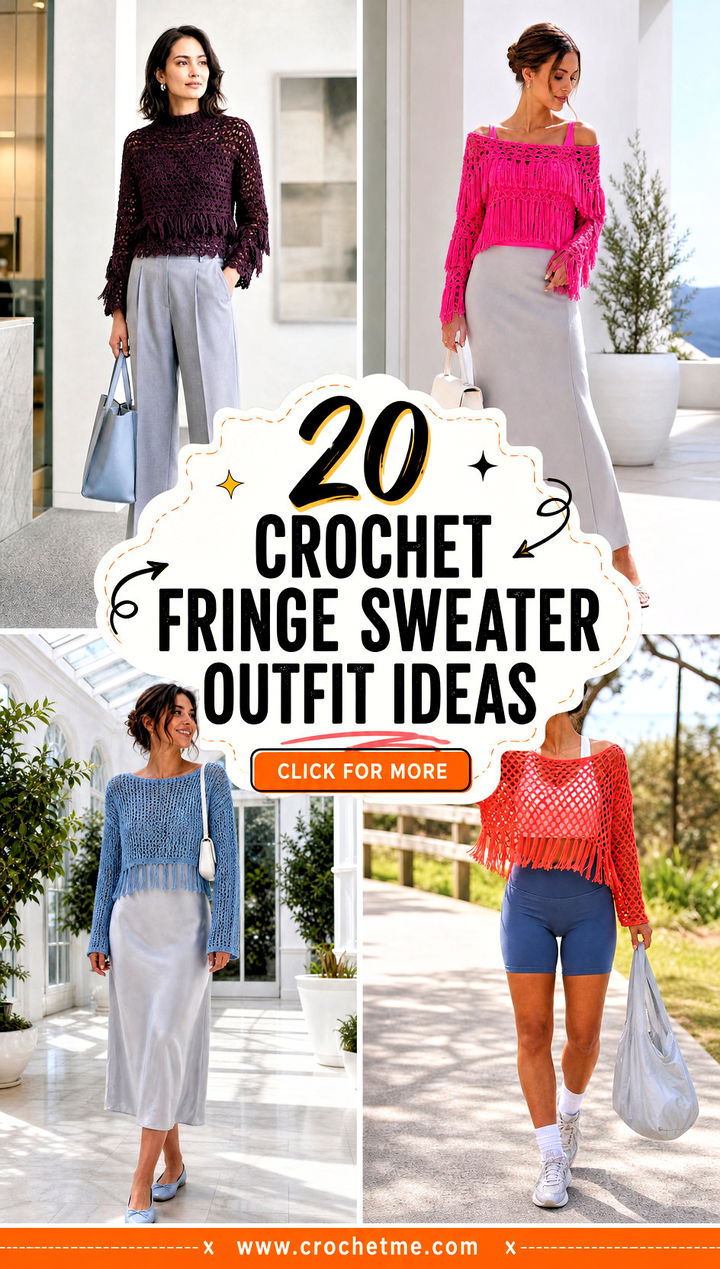 20 Crochet Fringe Sweater outfit ideas - 20 Crochet Fringe Sweater outfit ideas