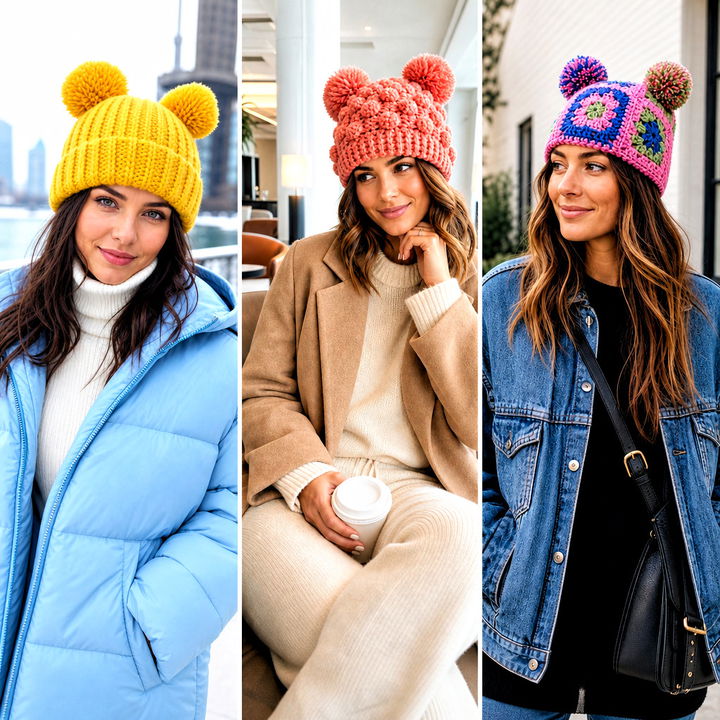 20 Crochet Hat With Two Pom Poms outfit ideas
