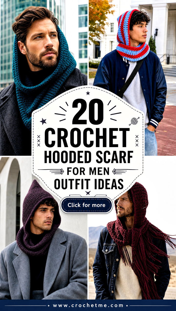 20 Crochet Hooded Scarf For Men outfit ideas - 20 Crochet Hooded Scarf For Men outfit ideas