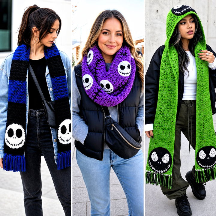 20 Crochet Jack Skellington Scarf Outfit Ideas for Fans
