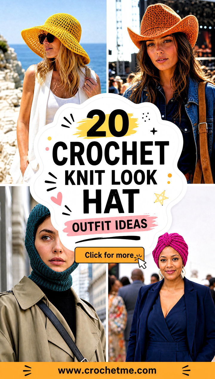 20 Crochet Knit Look Hat outfit ideas - 20 Crochet Knit Look Hat outfit ideas