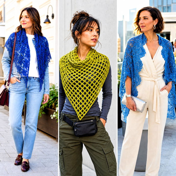 20 Crochet Lace Triangle Shawl Outfit Ideas for Elegant Layers