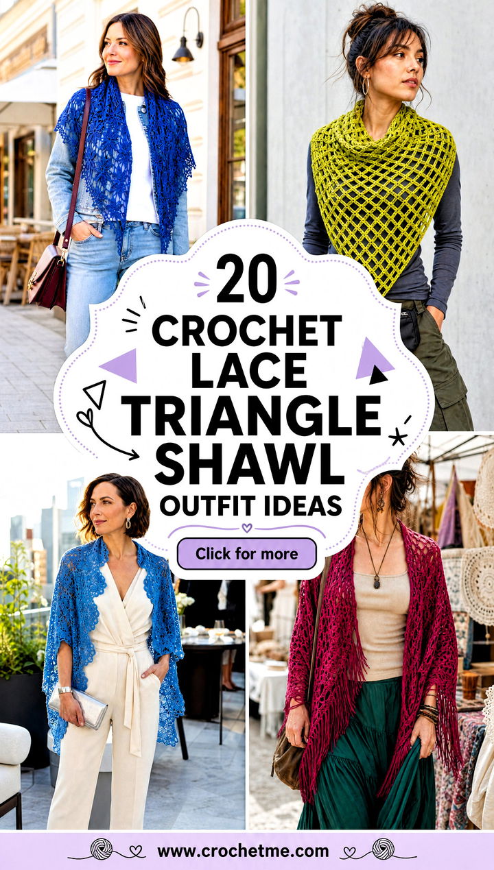 20 Crochet Lace Triangle Shawl outfit ideas - 20 Crochet Lace Triangle Shawl outfit ideas