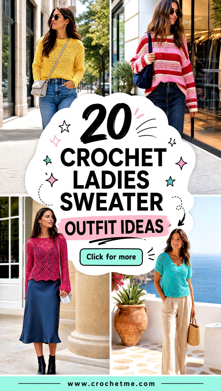 20 Crochet Ladies Sweater outfit ideas - 20 Crochet Ladies Sweater outfit ideas