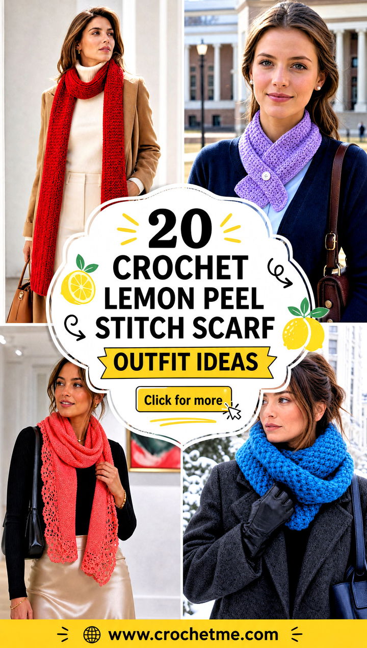20 Crochet Lemon Peel Stitch Scarf outfit ideas - 20 Crochet Lemon Peel Stitch Scarf outfit ideas