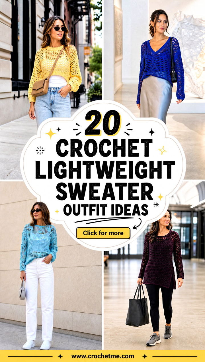 20 Crochet Lightweight Sweater outfit ideas - 20 Crochet Lightweight Sweater outfit ideas