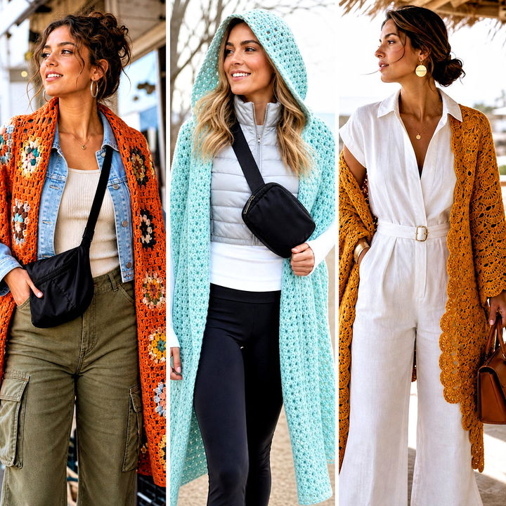 20 Crochet Long Shawl Outfit Ideas for Elegant Evening Layers