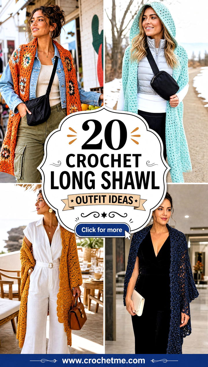 20 Crochet Long Shawl outfit ideas - 20 Crochet Long Shawl outfit ideas