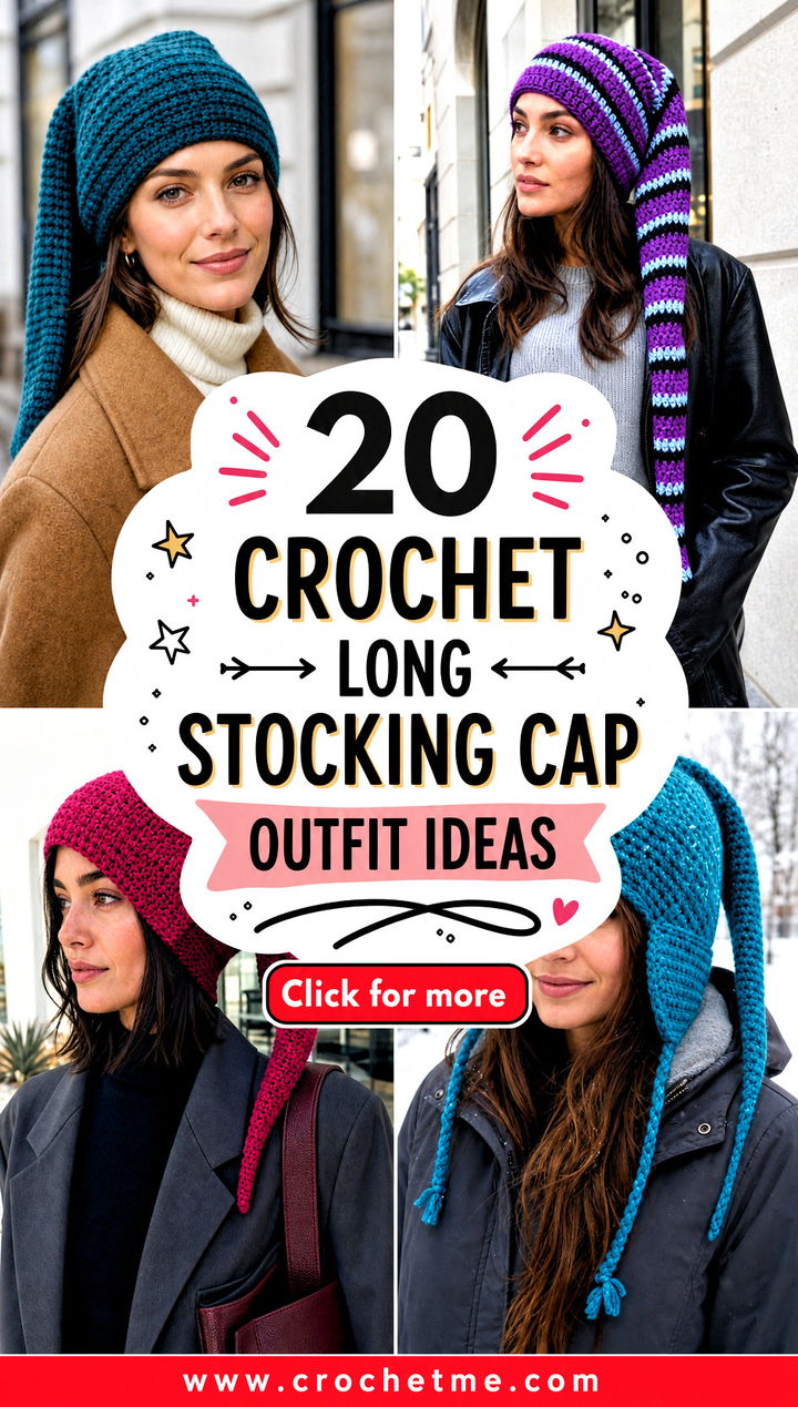 20 Crochet Long Stocking Cap outfit ideas - 20 Crochet Long Stocking Cap outfit ideas