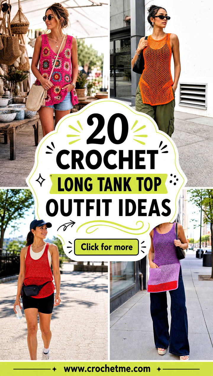 20 Crochet Long Tank Top outfit ideas - 20 Crochet Long Tank Top outfit ideas