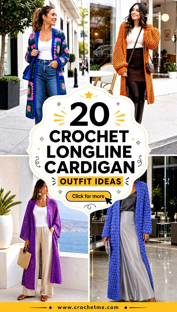 20 Crochet Longline Cardigan outfit ideas - 20 Crochet Longline Cardigan outfit ideas