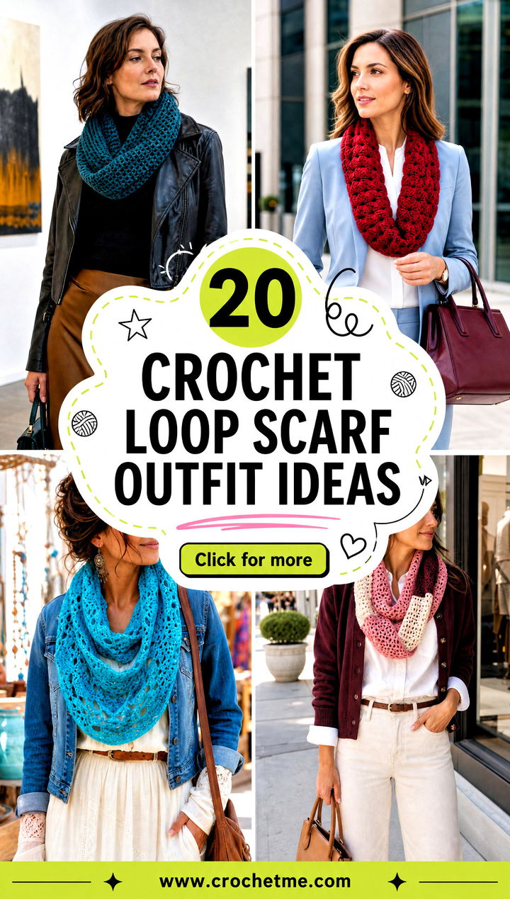 20 Crochet Loop Scarf outfit ideas - 20 Crochet Loop Scarf outfit ideas