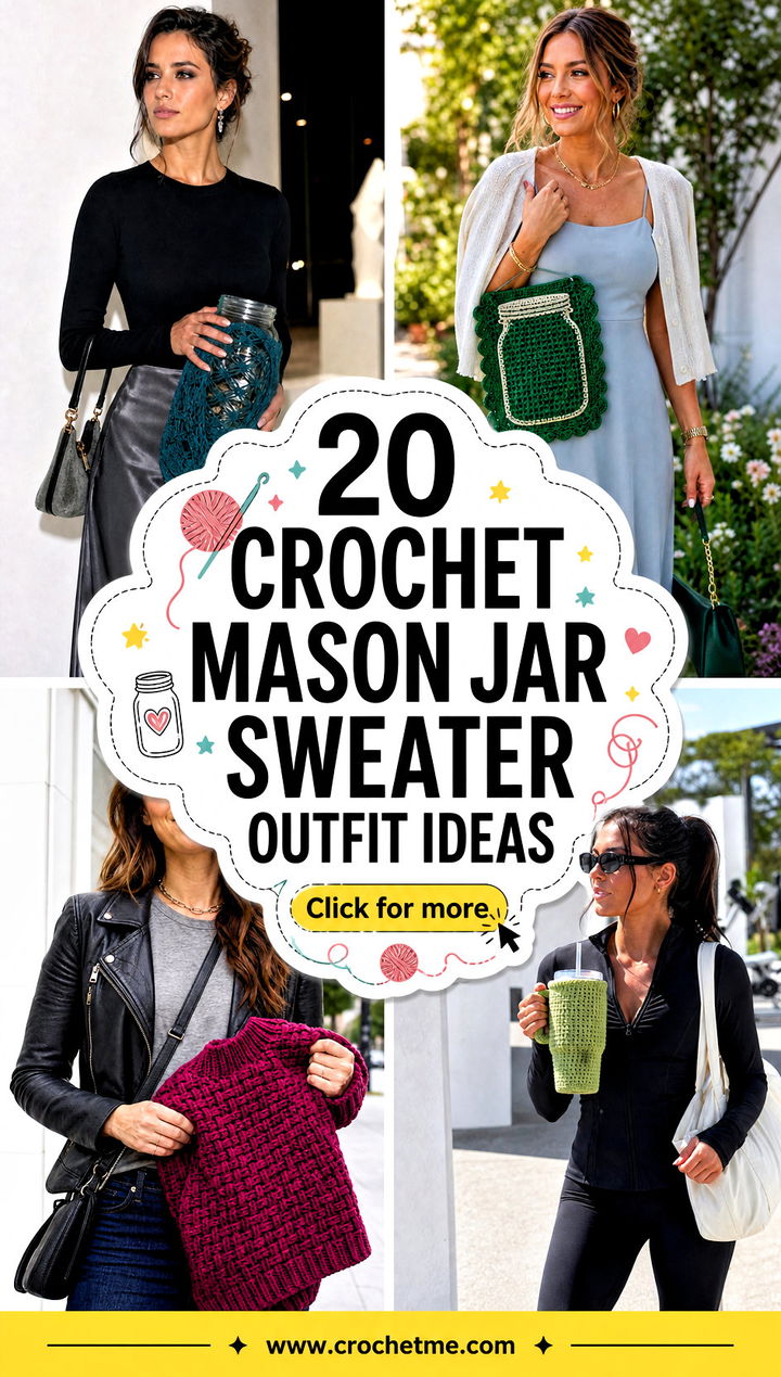 20 Crochet Mason Jar Sweater outfit ideas - 20 Crochet Mason Jar Sweater outfit ideas