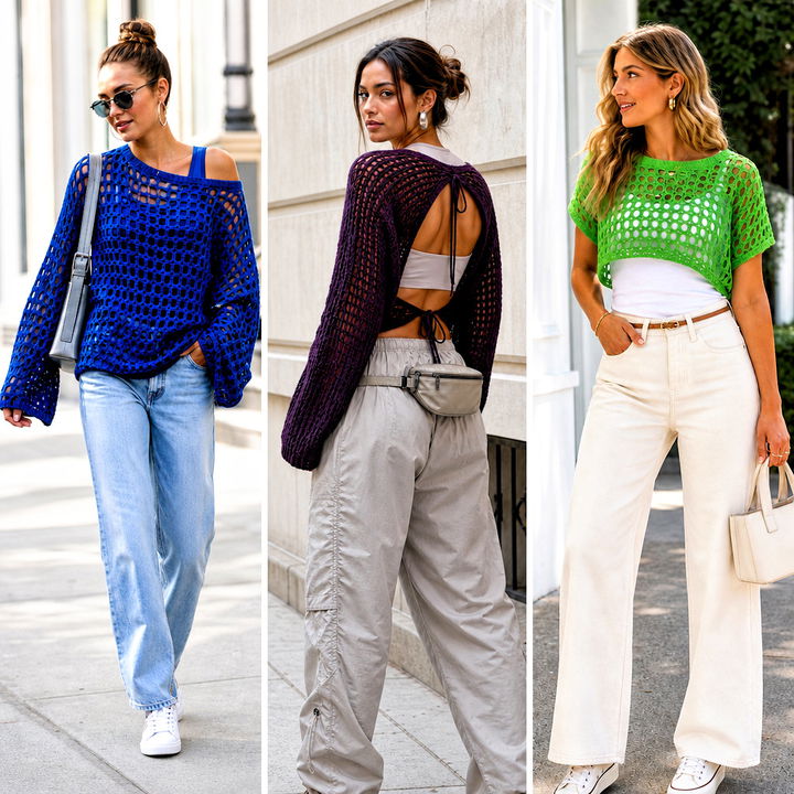 20 Crochet Mesh Pullover Outfit Ideas for Chic Layered Looks