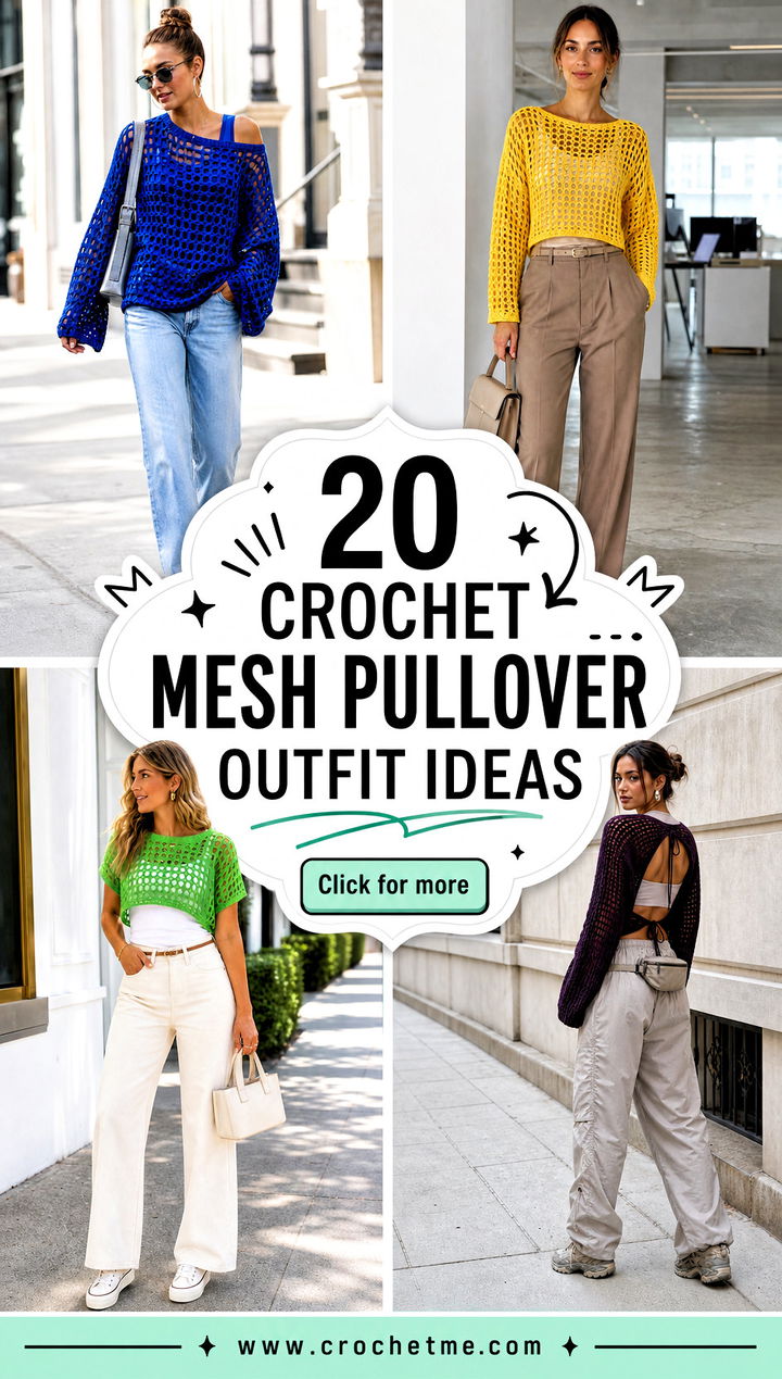 20 Crochet Mesh Pullover outfit ideas - 20 Crochet Mesh Pullover outfit ideas
