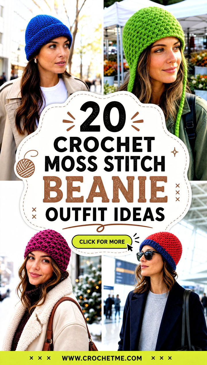 20 Crochet Moss Stitch Beanie outfit ideas - 20 Crochet Moss Stitch Beanie outfit ideas