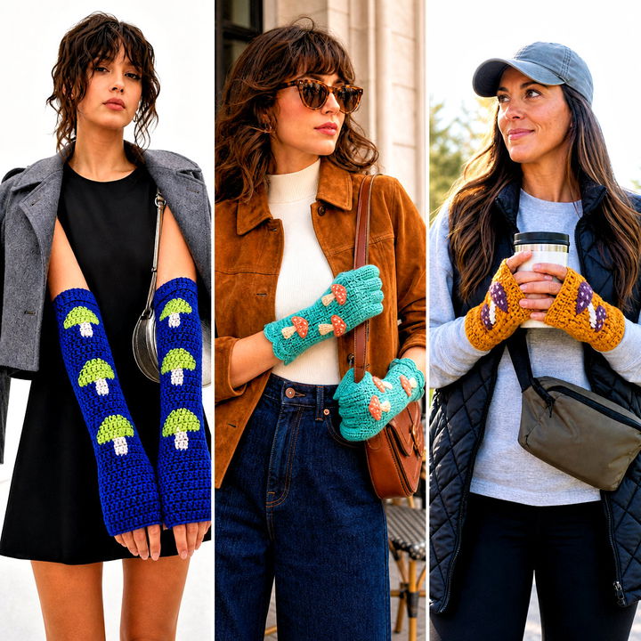 20 Crochet Mushroom Gloves Outfit Ideas for Playful Winter Style