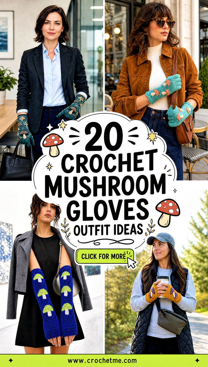 20 Crochet Mushroom Gloves outfit ideas - 20 Crochet Mushroom Gloves outfit ideas