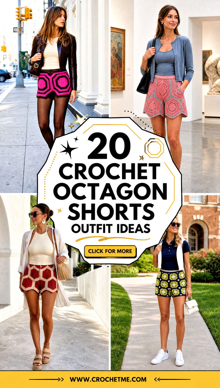 20 Crochet Octagon Shorts outfit ideas - 20 Crochet Octagon Shorts outfit ideas