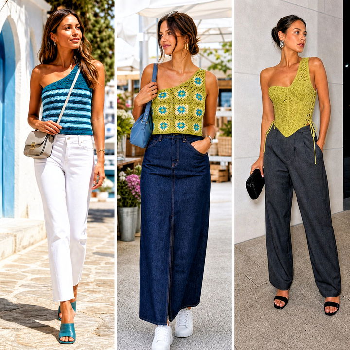 20 Crochet One Strap Top Outfit Ideas for Chic Summer Style