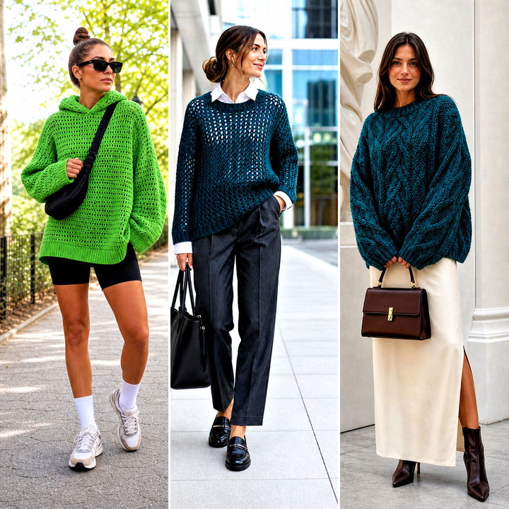 20 Crochet Oversize Sweater Outfit Ideas for Chic Cozy Layers