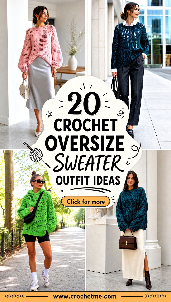 20 Crochet Oversize Sweater outfit ideas - 20 Crochet Oversize Sweater outfit ideas