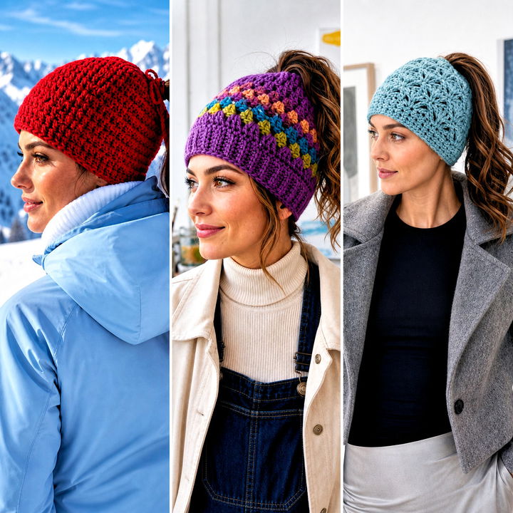 20 Crochet Ponytail Beanie Outfit Ideas for Cozy Winter Days