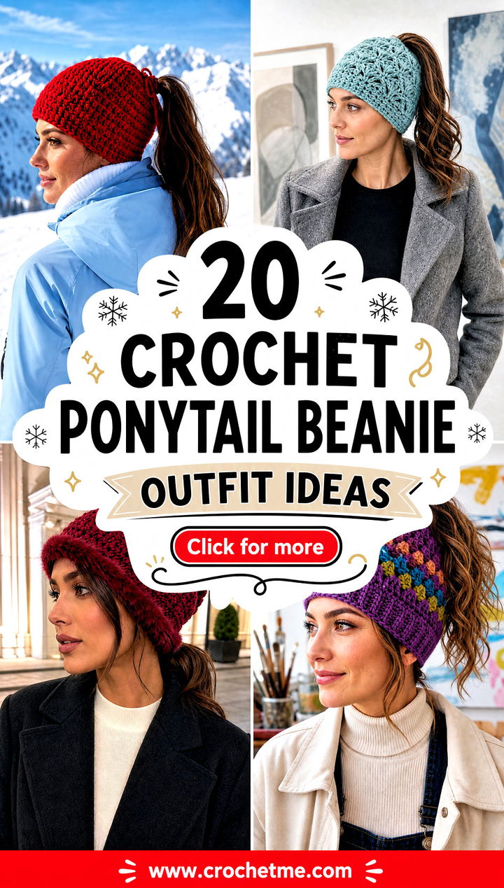 20 Crochet Ponytail Beanie outfit ideas - 20 Crochet Ponytail Beanie outfit ideas