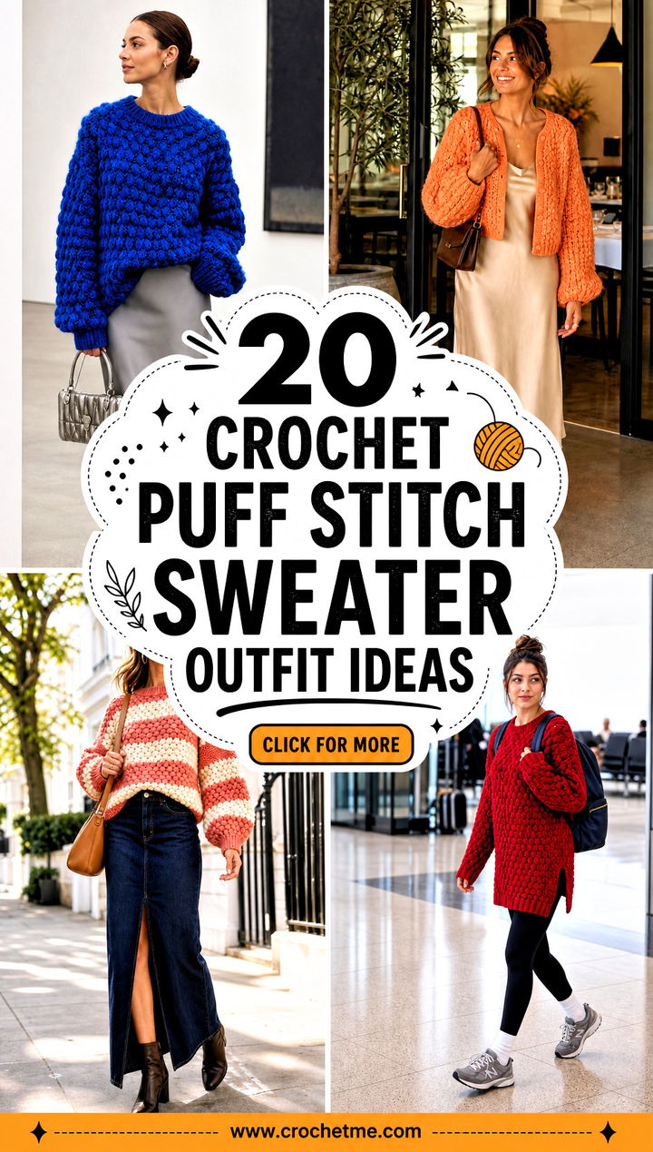 20 Crochet Puff Stitch Sweater outfit ideas - 20 Crochet Puff Stitch Sweater outfit ideas
