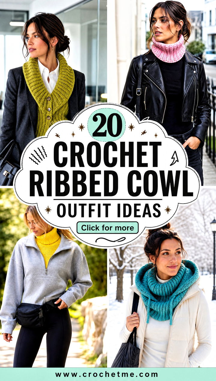 20 Crochet Ribbed Cowl outfit ideas - 20 Crochet Ribbed Cowl outfit ideas