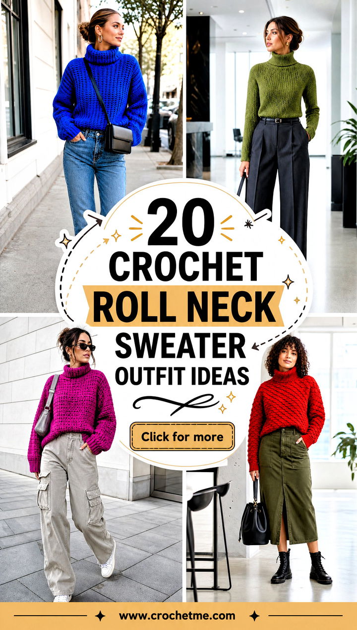 20 Crochet Roll Neck Sweater outfit ideas - 20 Crochet Roll Neck Sweater outfit ideas