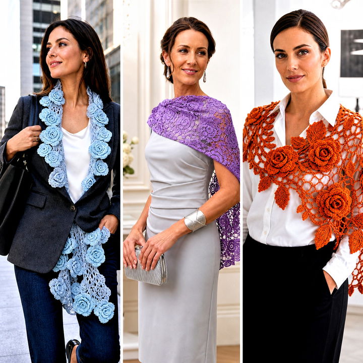 20 Crochet Rose Shawl Outfit Ideas for Romantic Layering