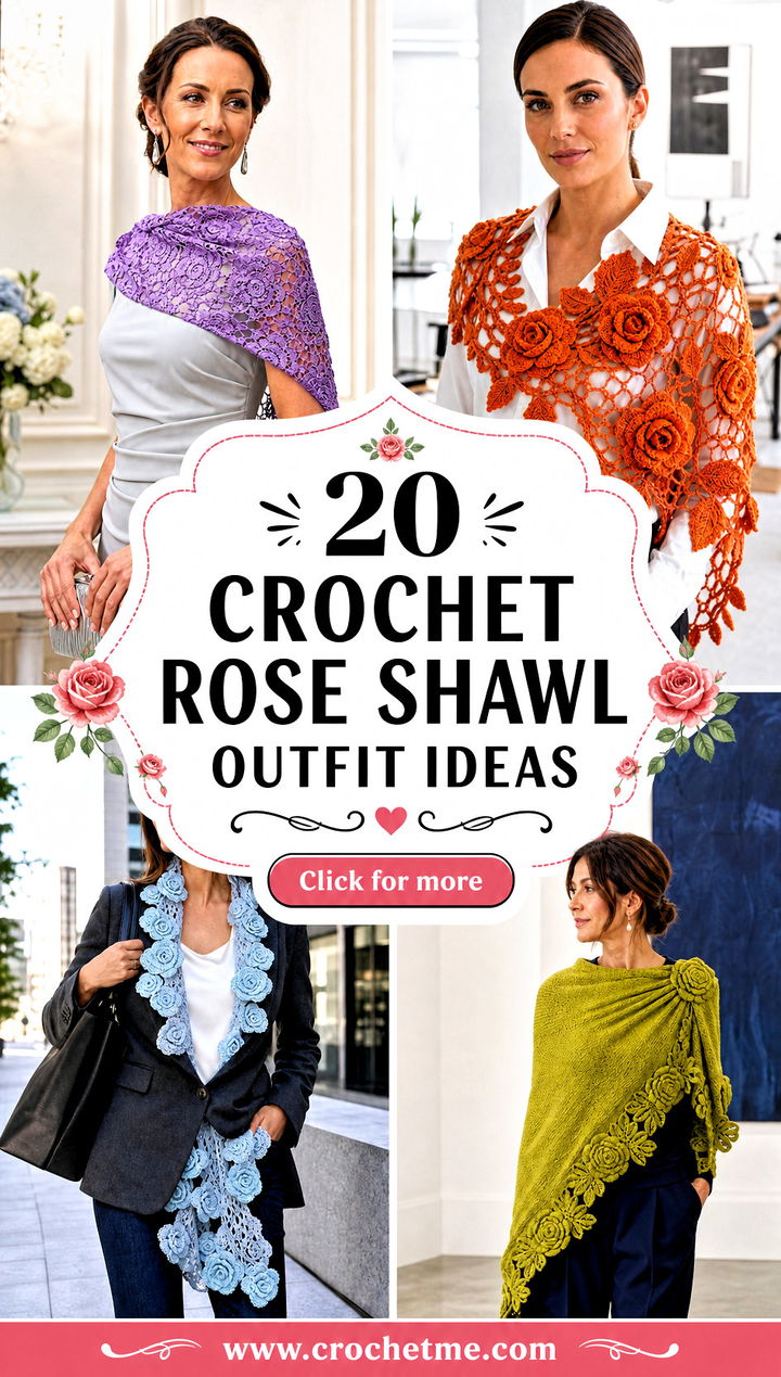 20 Crochet Rose Shawl outfit ideas - 20 Crochet Rose Shawl outfit ideas