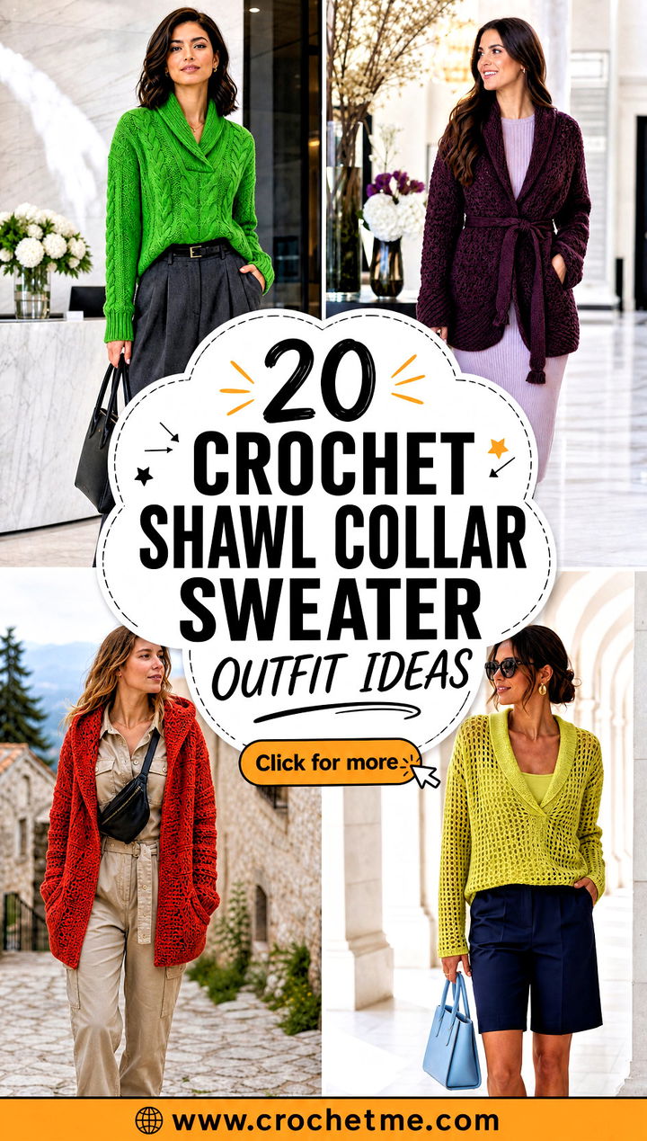 20 Crochet Shawl Collar Sweater outfit ideas - 20 Crochet Shawl Collar Sweater outfit ideas