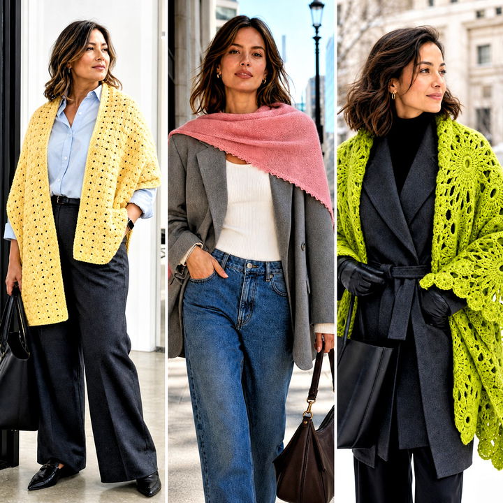 20 Crochet Shell Shawl Outfit Ideas for Elegant Layered Looks