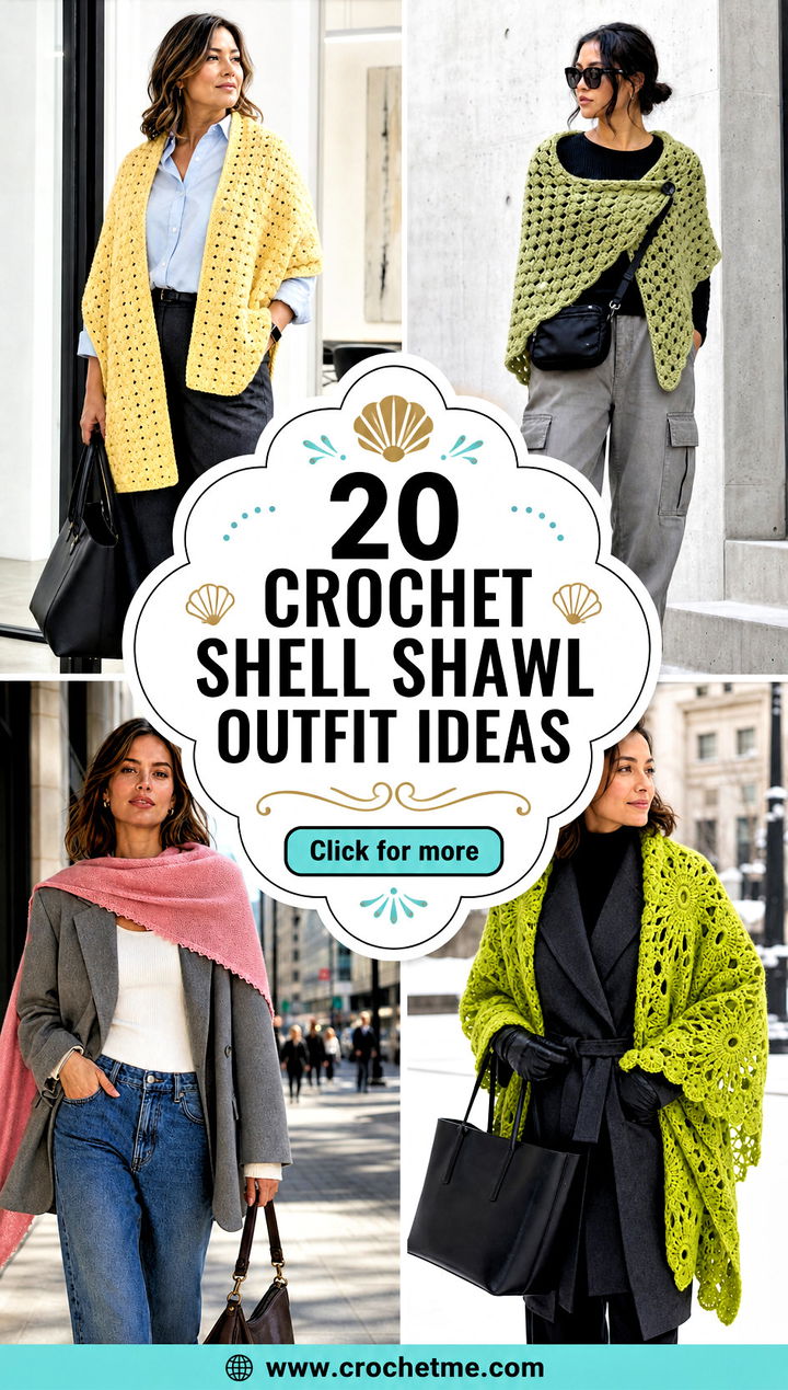 20 Crochet Shell Shawl outfit ideas - 20 Crochet Shell Shawl outfit ideas