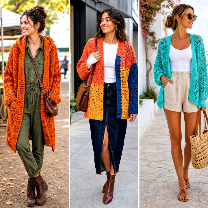20 Crochet Slouchy Cardigan Outfit Ideas for Cozy Chic