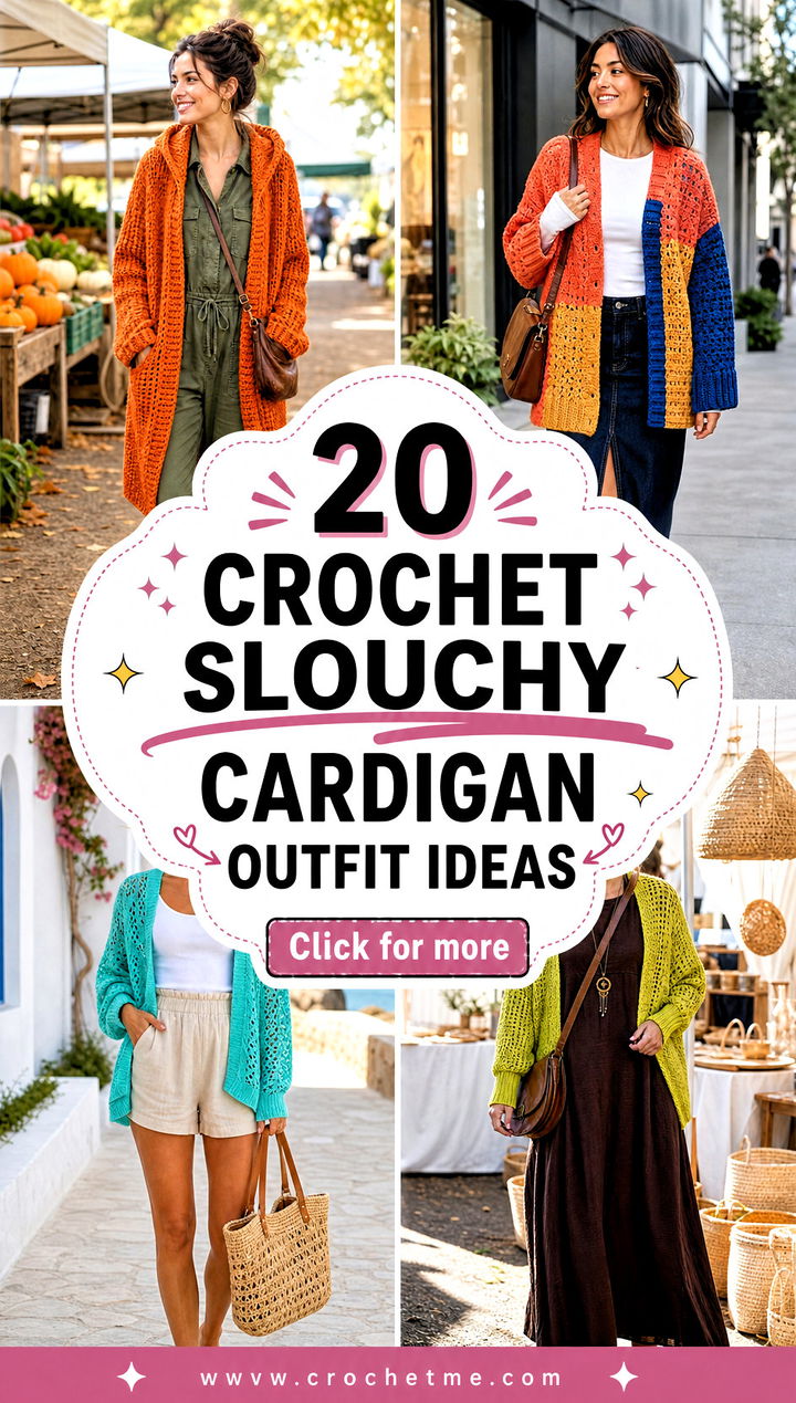 20 Crochet Slouchy Cardigan outfit ideas - 20 Crochet Slouchy Cardigan outfit ideas