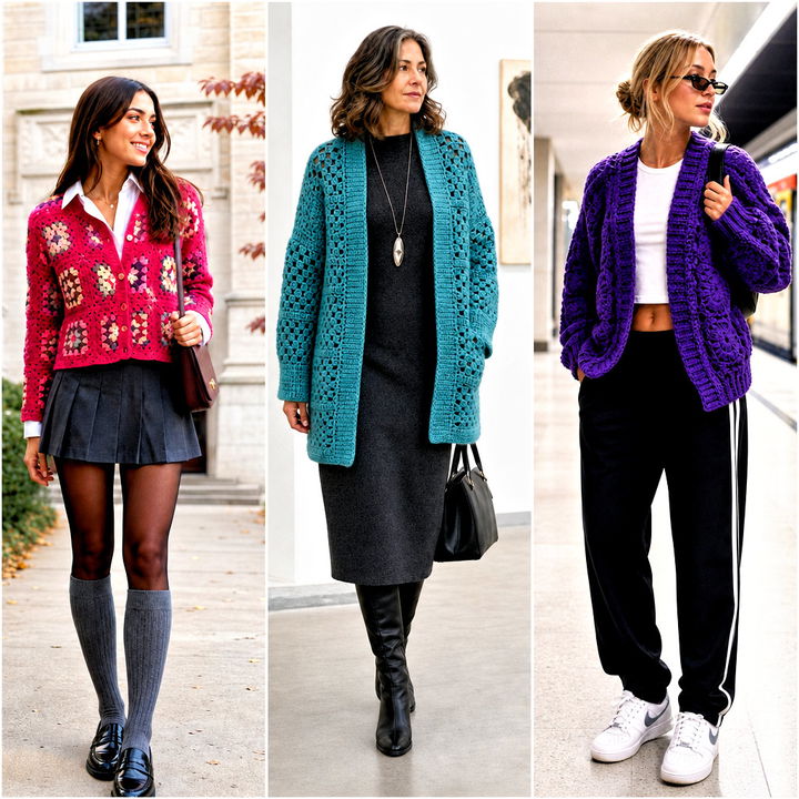 20 Crochet Solid Granny Square Cardigan Outfit Ideas to Try