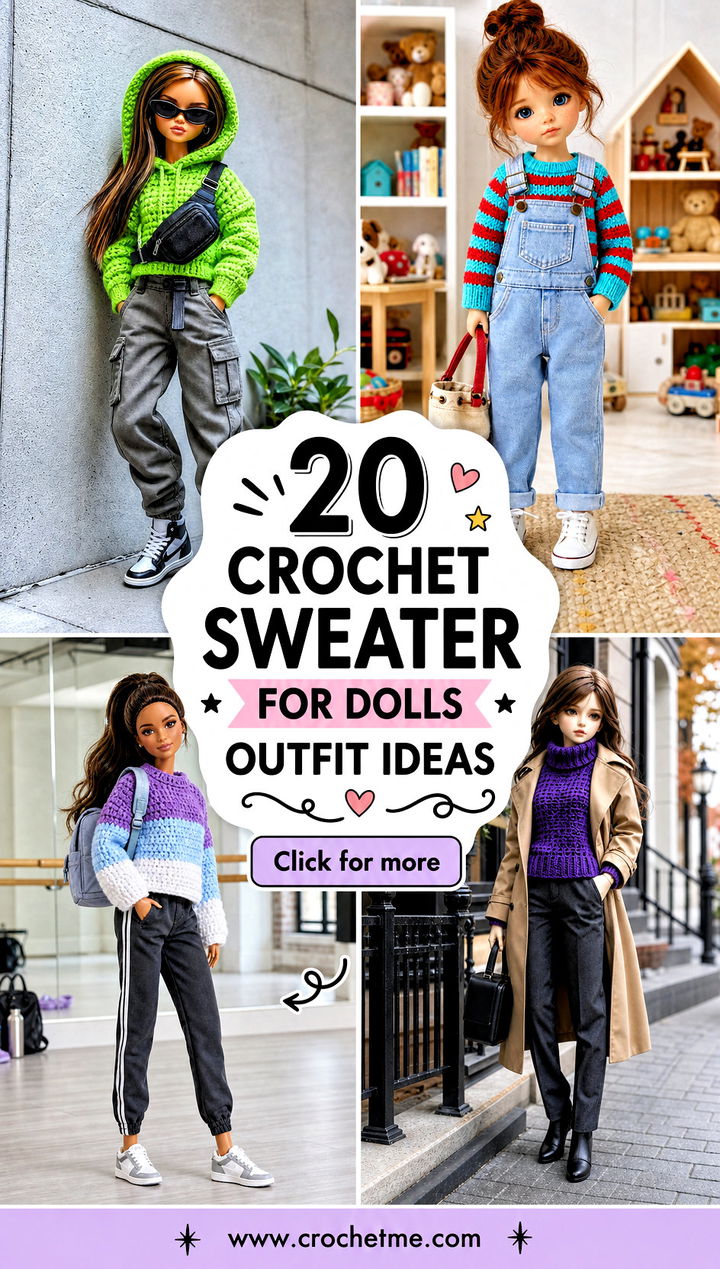 20 Crochet Sweater For Dolls outfit ideas - 20 Crochet Sweater For Dolls outfit ideas