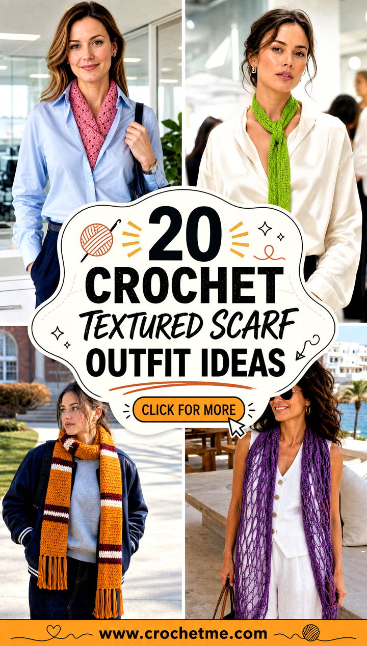 20 Crochet Textured Scarf outfit ideas - 20 Crochet Textured Scarf outfit ideas
