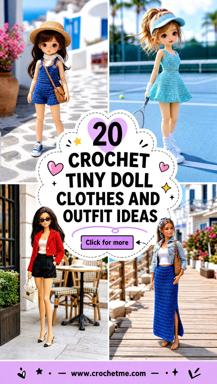 20 Crochet Tiny Doll Clothes and outfit ideas - 20 Crochet Tiny Doll Clothes and outfit ideas