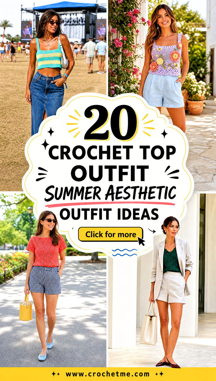 20 Crochet Top Outfit Summer Aesthetic outfit ideas - 20 Crochet Top Outfit Summer Aesthetic outfit ideas