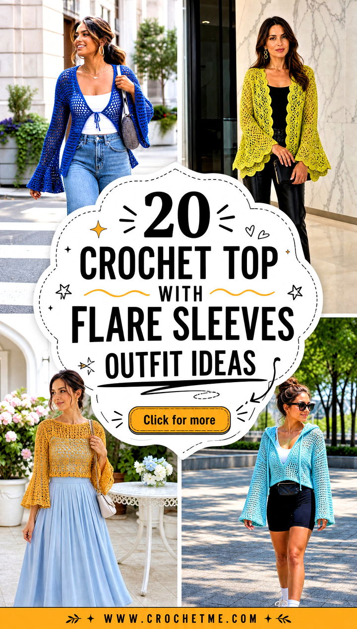 20 Crochet Top With Flare Sleeves outfit ideas - 20 Crochet Top With Flare Sleeves outfit ideas