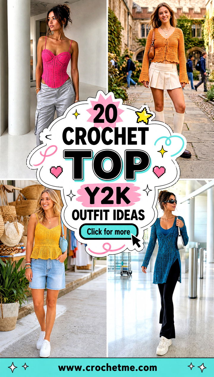 20 Crochet Top Y2K Outfit ideas - 20 Crochet Top Y2K Outfit ideas