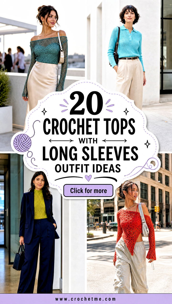 20 Crochet Tops With Long Sleeves outfit ideas - 20 Crochet Tops With Long Sleeves outfit ideas